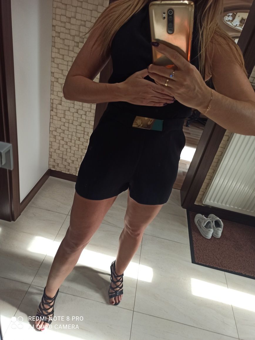 Elegancki letni czarny kombinezon S