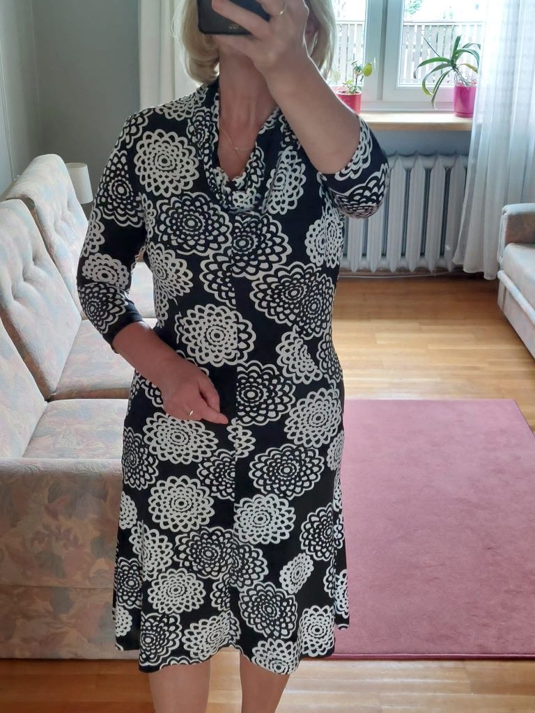 Biało-czarna sukienka. Taifun Collection. Rozmiar M