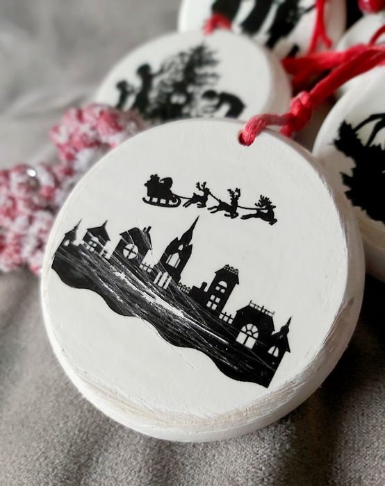 Новорічні прикраси 5 шт дерево комплект