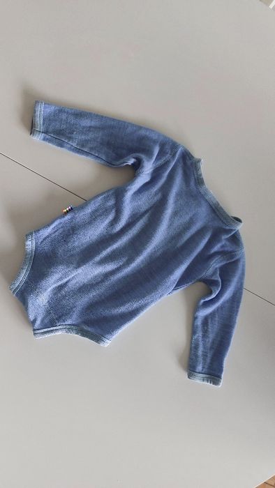 68 JOHA wełniane bambusowe body kopertowe z długim rękawem