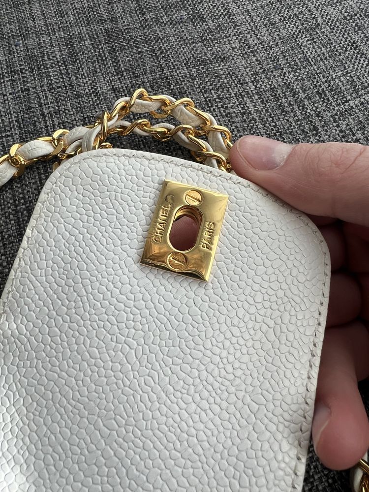 Chanel mini torebka biala oryginalna z workiem