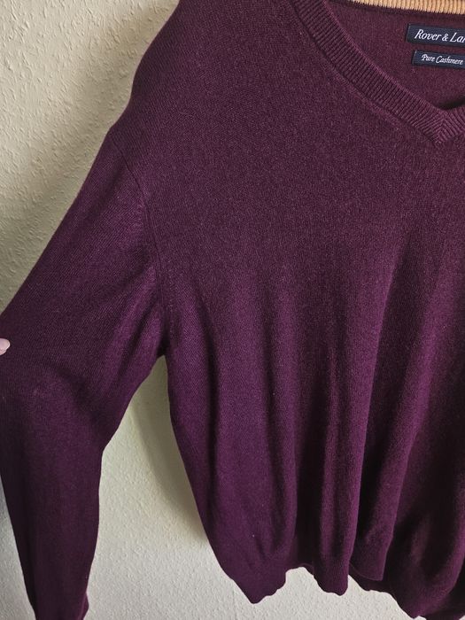 Sweter 100% kaszmir męski fiolet XXL