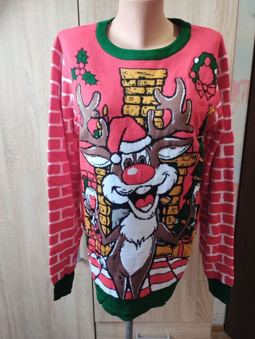 Sweterek świąteczny unisex L nowy