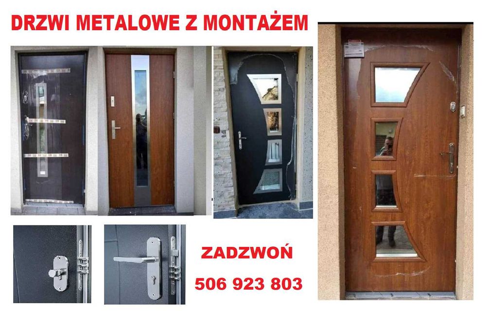 Drzwi zewnętrzne stalowe-metalowe do domu z MONTAŻEM ocieplone