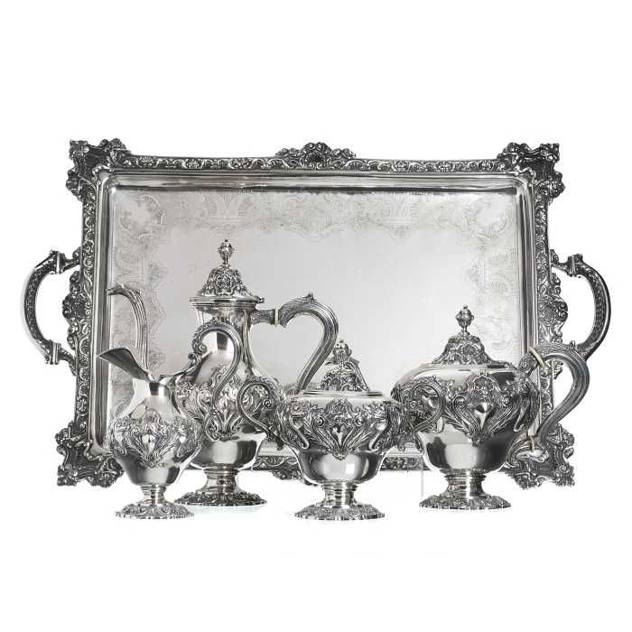Belíssimo Serviço de Chá e Café em Prata Portuguesa