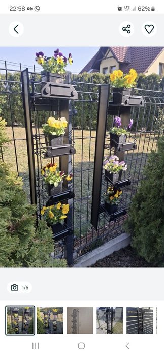 4 sztuki Kwietnik wiszący ogrodowy, domowy. Półka, koszyk. Płot, drzwi