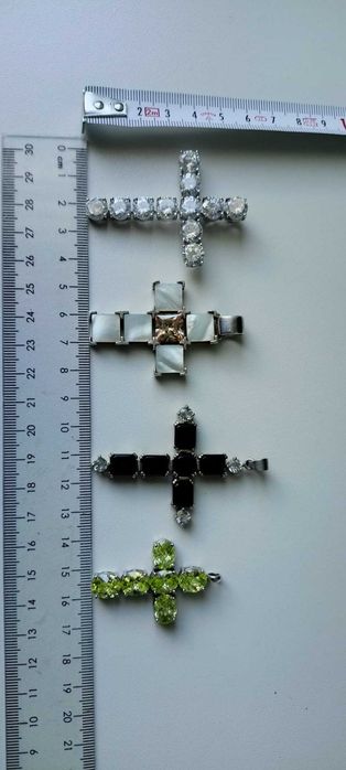 Duży krzyżyk z łańcuszkiem Srebro 925 Tchibo