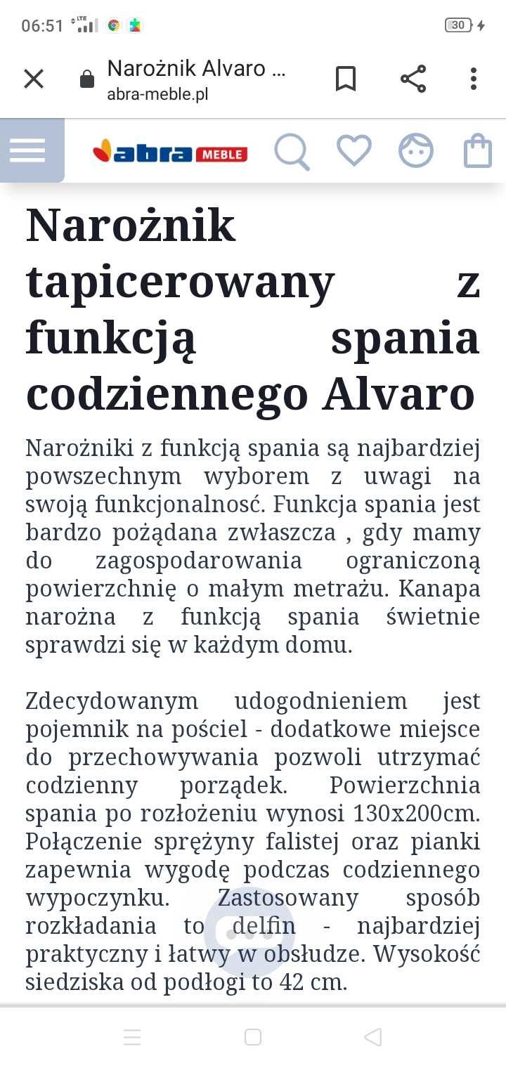 Narożnik tapicerowany z Funkcja spania codziennego ALvARo