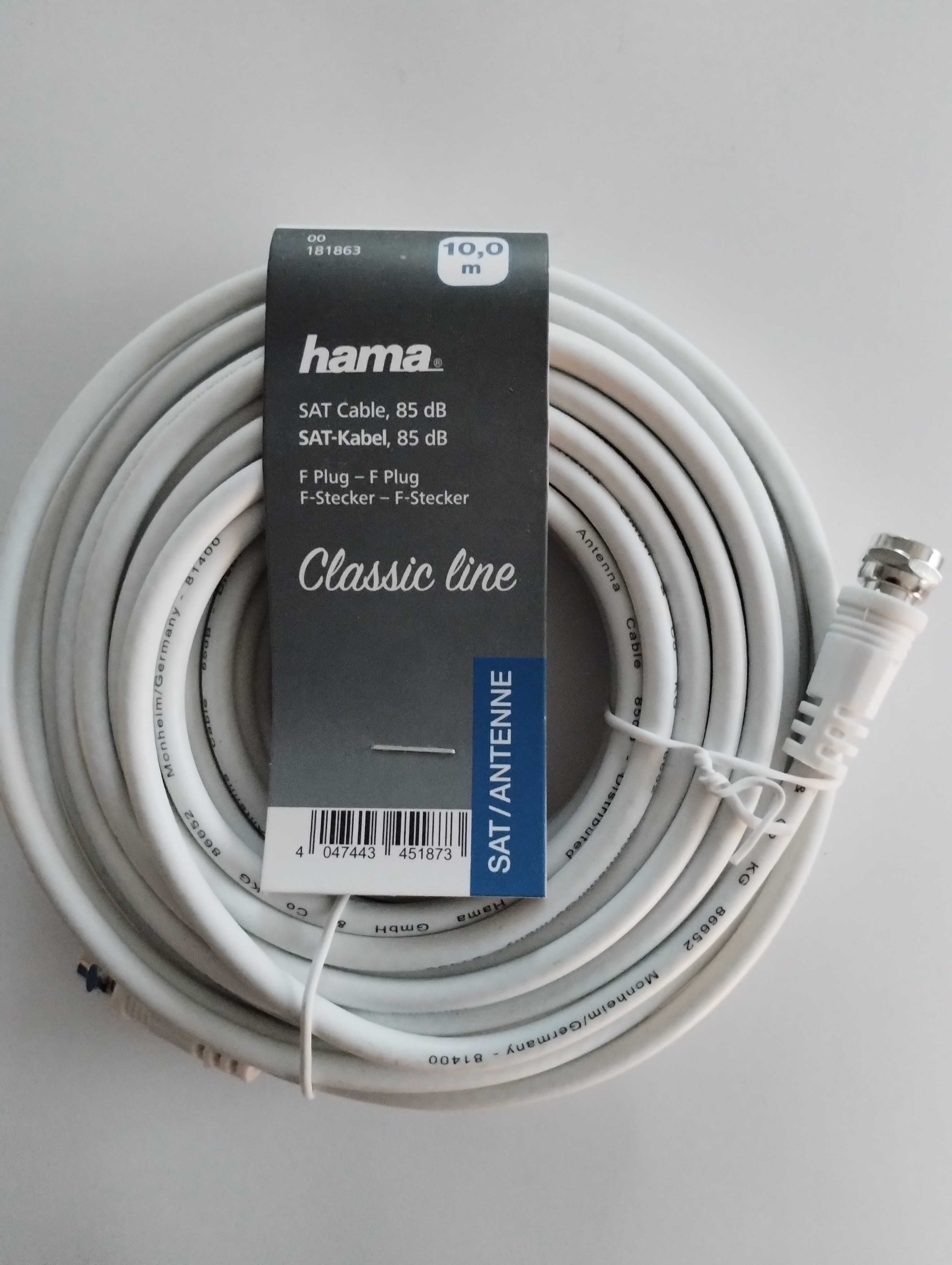 Kabel antenowy z końcówkami typ F 10 m HAMA SUPERCENA