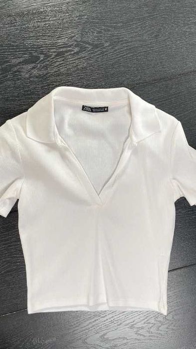 Crop top polówka zara S biała polo
