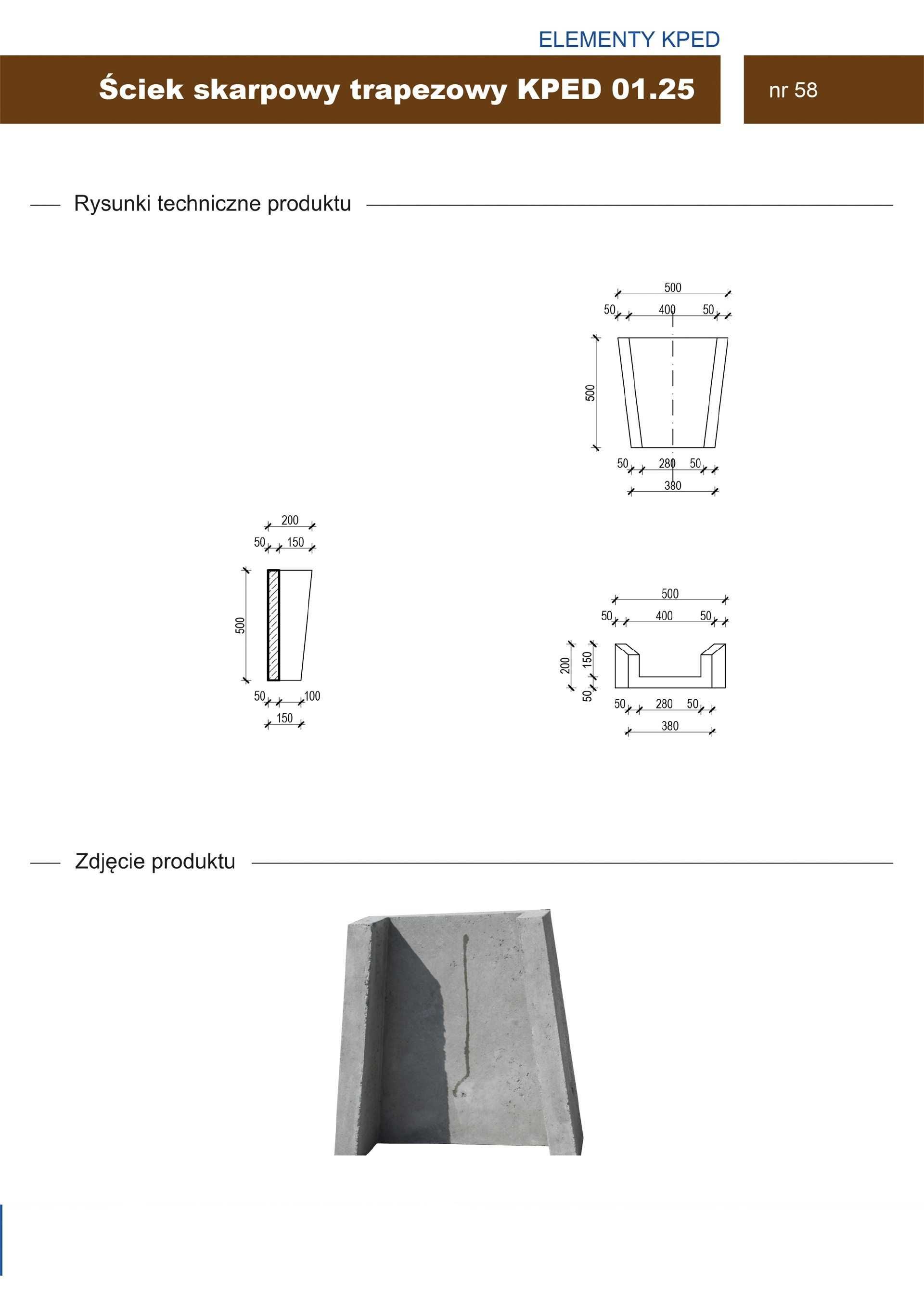 Ściek skarpowy trapezowy KPED 01.25
