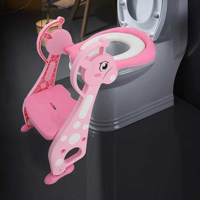 nakładka na toaletę ze stopniem różowa żyrafa VV
