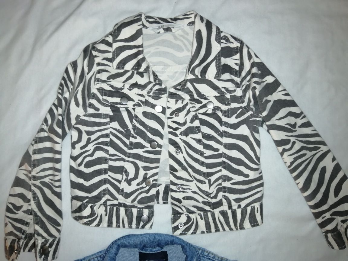 2x kurteczka r. 116 H&M dżinsowa zebra w zebrę katana katanka Next