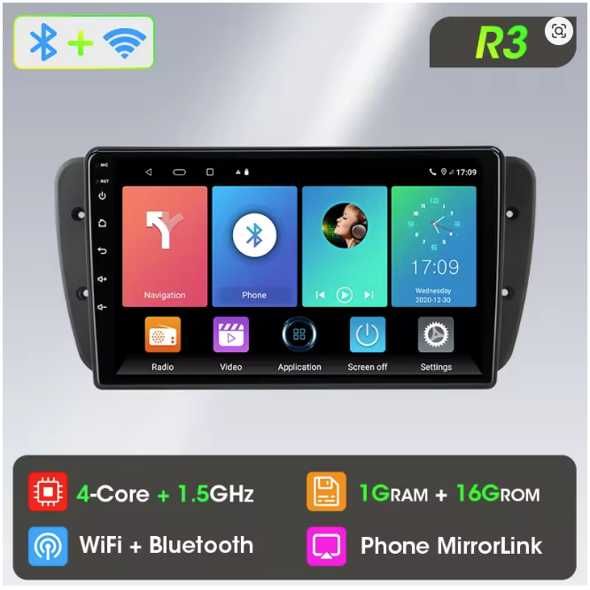 Android Auto Carplay sem fios R3 - Moldura Seat Ibiza 6J 2009 a 2013
