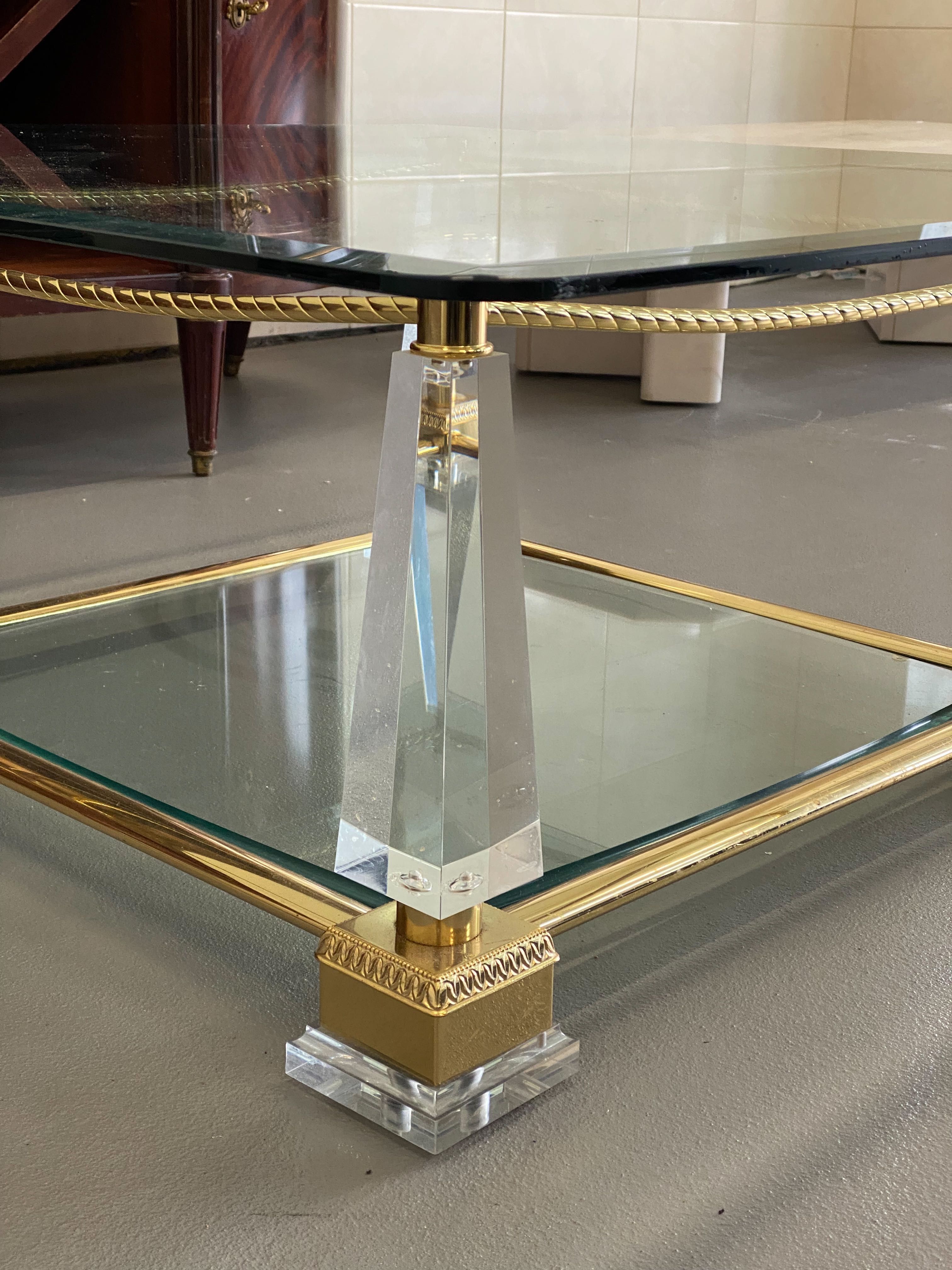 Szklany stolik vintage Hollywood Regency