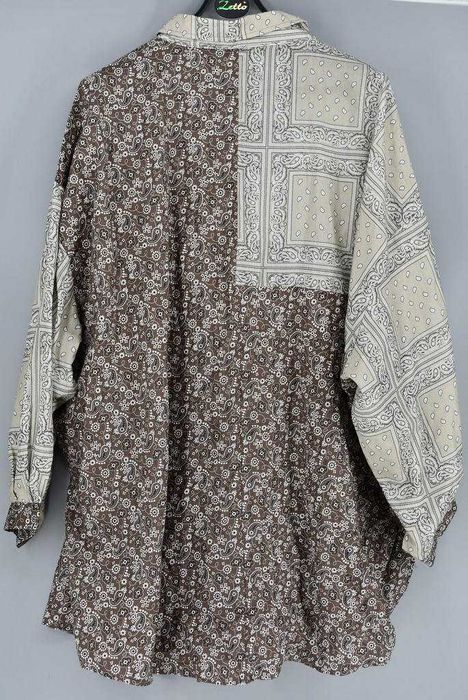 Dłuższa koszula oversize Boohoo – brązowo-beżowy nadruk,  bawełna, 44