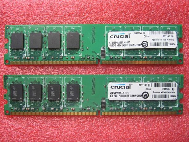 DDR2 4Gb + 4Gb 667MHz (PC2-5300) crucial - память для Intel - РЕДКАЯ -