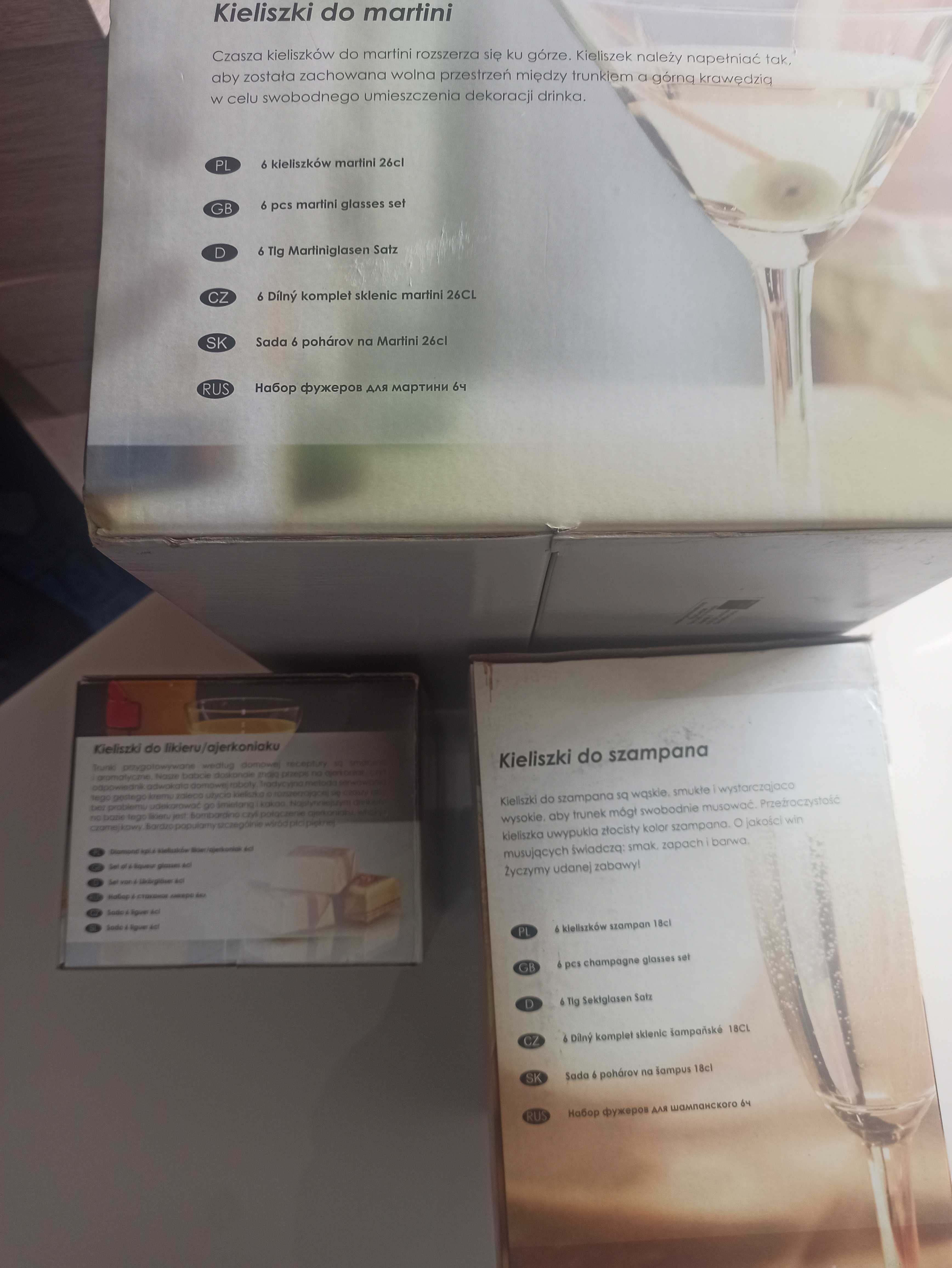 Kieliszki trzy rodzaje nowe