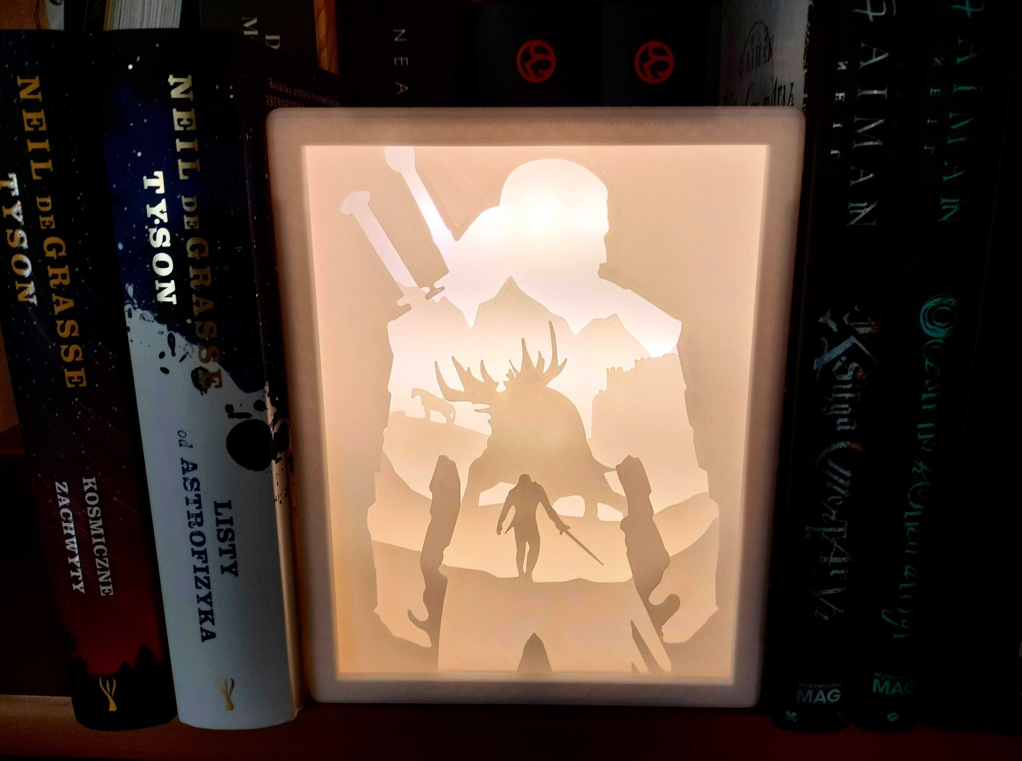 Wiedźmin Geralt - Pudełko świetlne 3D | Lightbox | Shadowbox