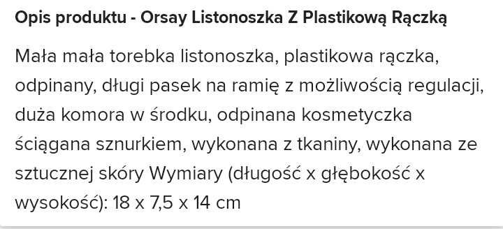 Torebka listonoszka z plastikową rączką Orsay PROMOCJA