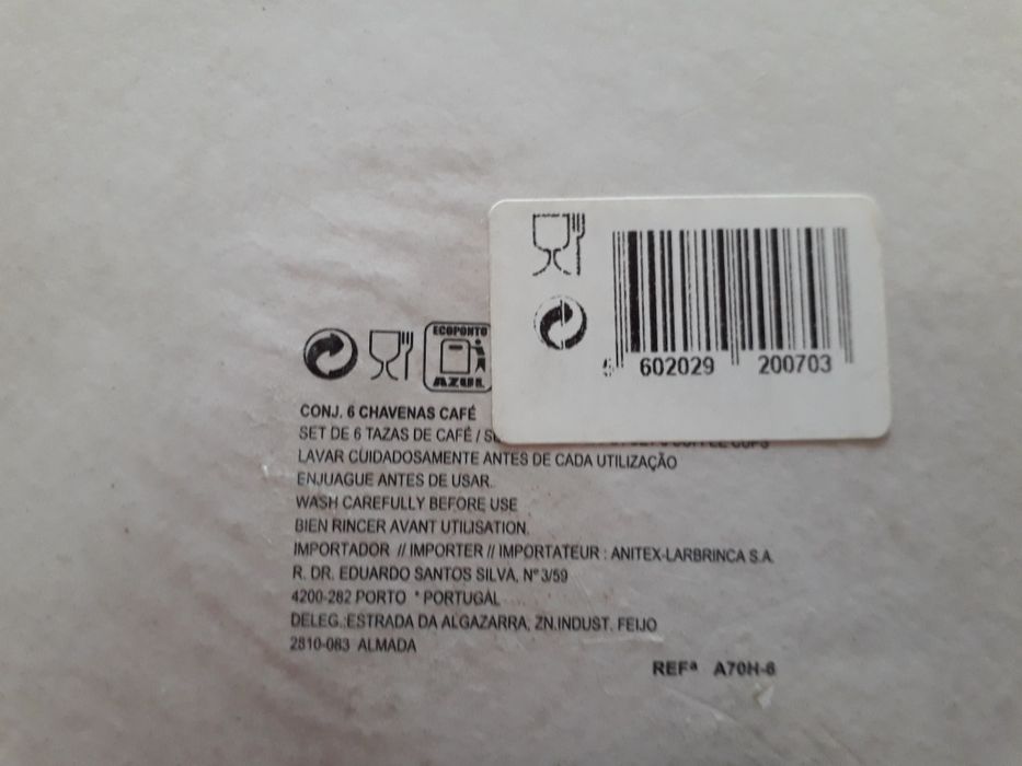 Conjunto 6 chávenas de café novo