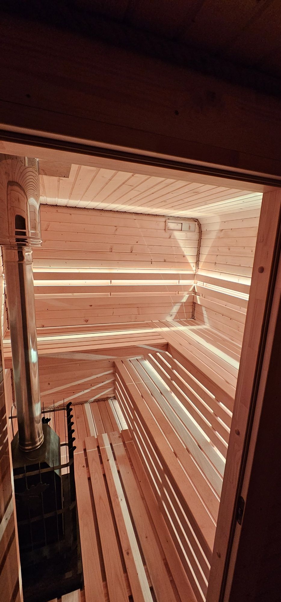 NOWA sauna ogrodowa z przedsionkiem piec elektryczny Harvia