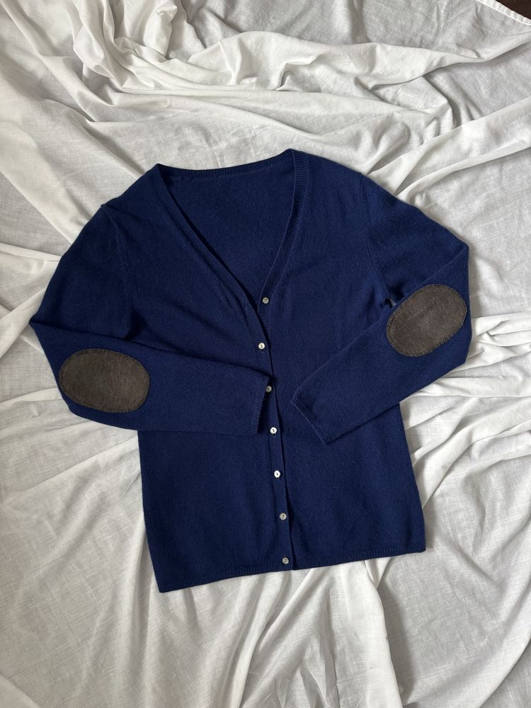 Granatowy sweter kardigan Kaszmir Cashmere S M 36 38