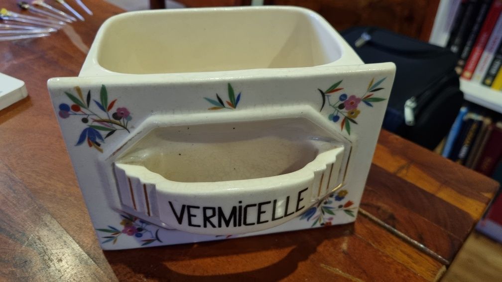 Stara francuska porcelanowa szuflada do makaronu pojemnik majololika