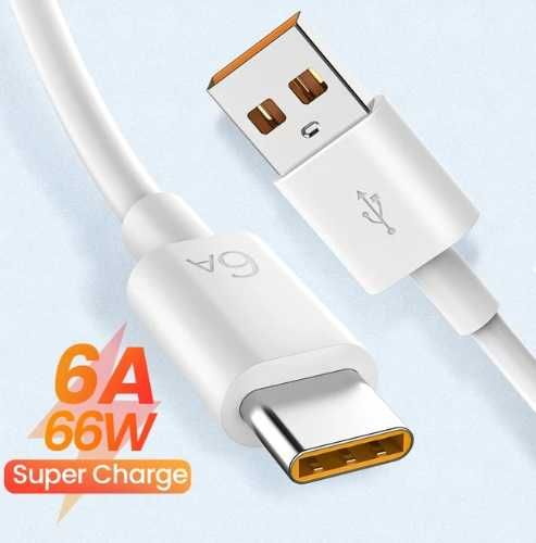 3X Kabel USB-C 6A 66W do Ładowania HUAWEI SuperCharge Fast | 1m  biały