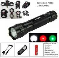 Kit CAÇA lanterna led 2200 Lumens 1 modo WF 501 B verde branca zoom