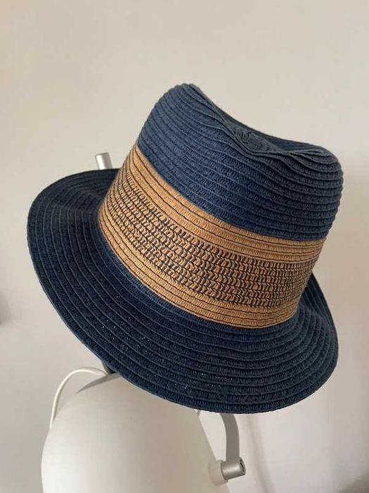 Kapelusz letni słomkowy 54cm grantowy Model Fedora damski męski unisex