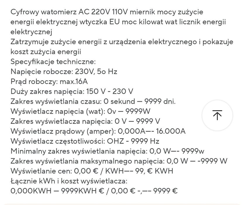 Miernik zużycia energii elektrycznej cyfrowy watomierz AC 220v 110v