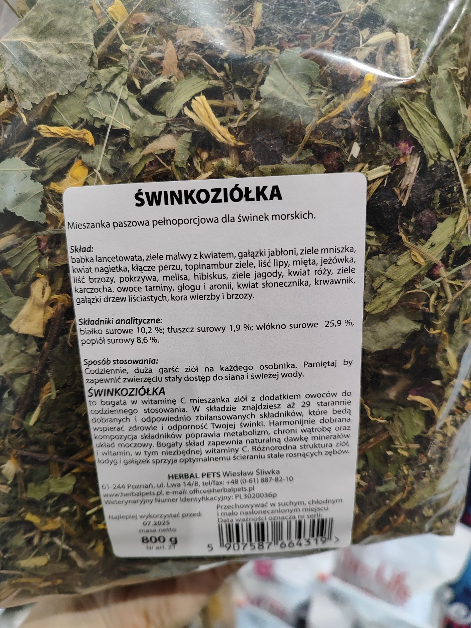 Duża paka ziół dla kawii świnki morskiej 800g