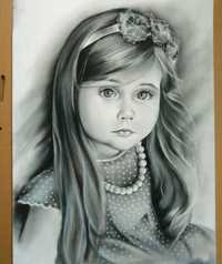 Portret dziecka ze zdjęcia format A4 ręcznie rysowany