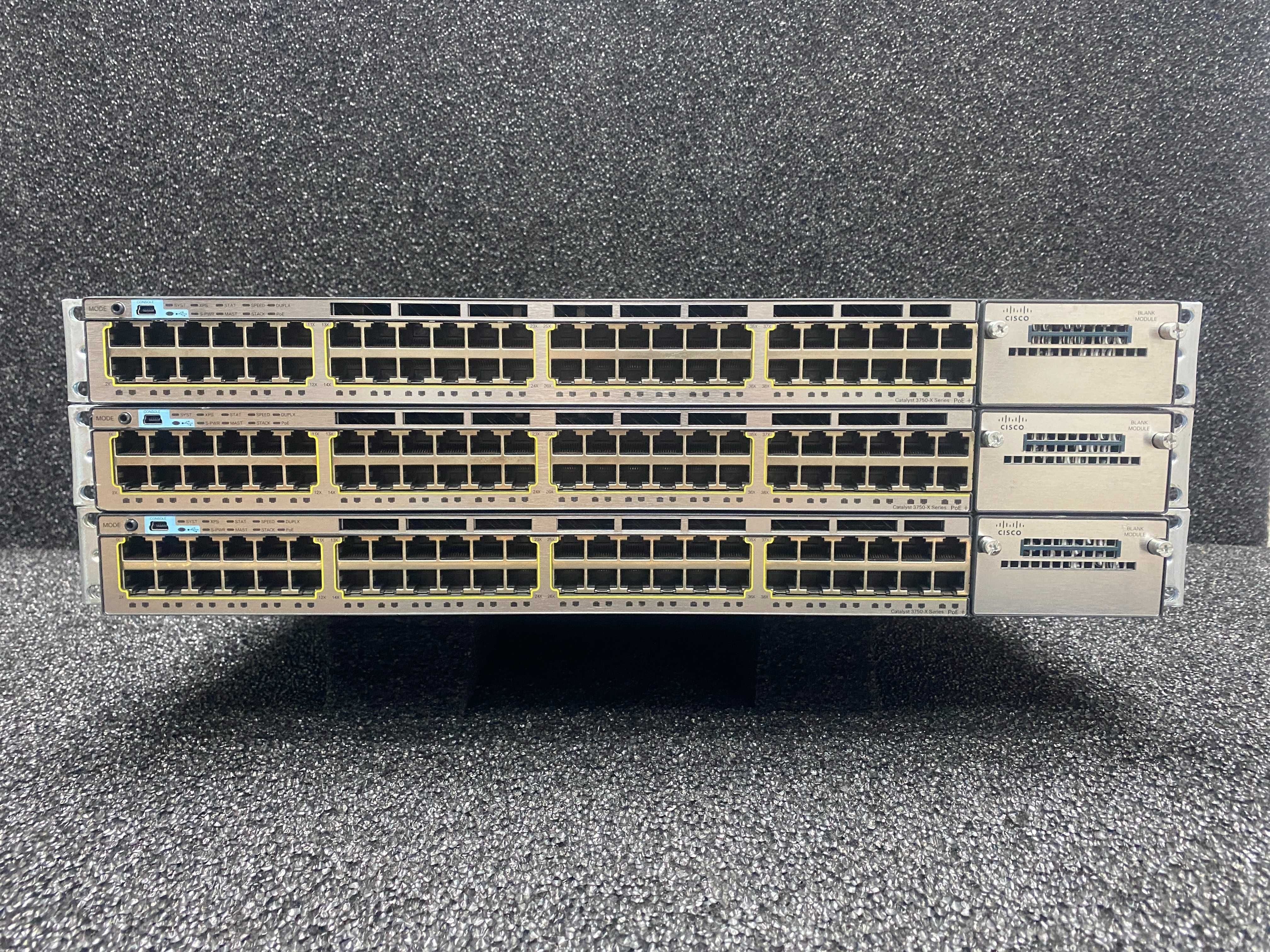 Гігабітний комутатор Cisco WS-C3750X-48P-S з PoE+ (435 Вт)