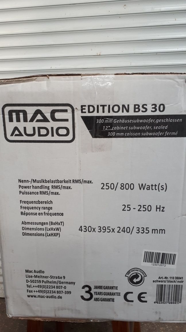 Сабвуфер в корпусе 12"  Mac Audio EDITION BS 30