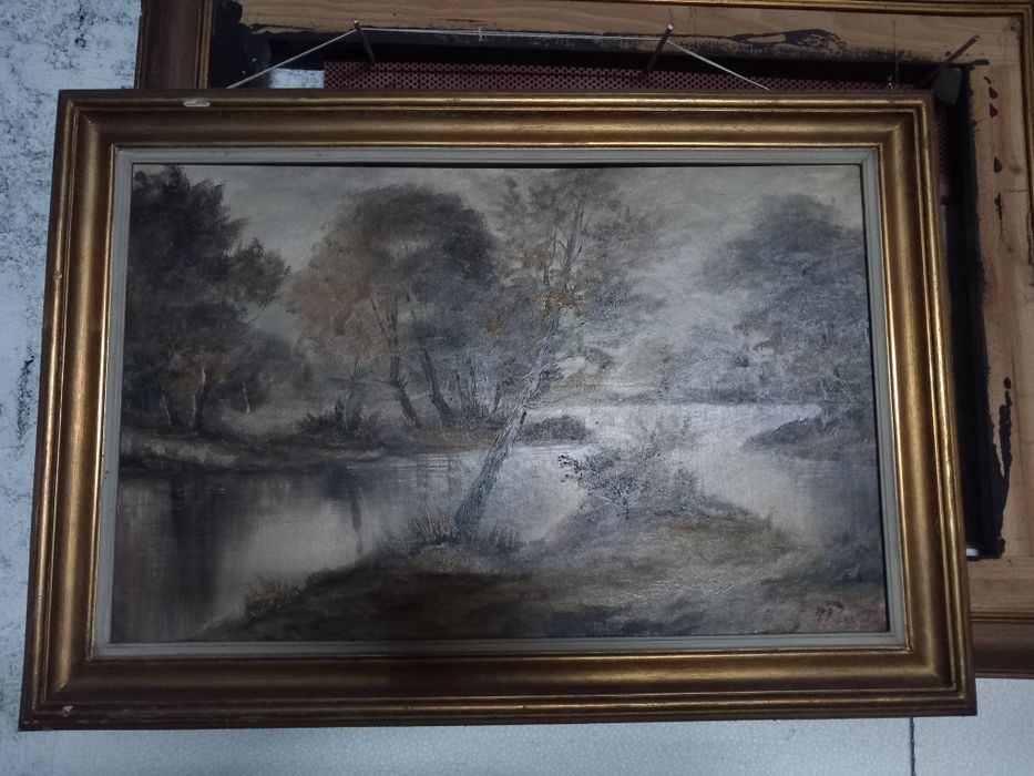 Quadro vintage borda dourada