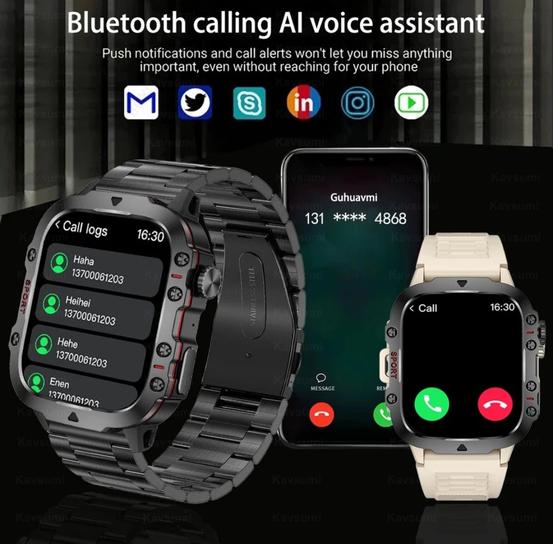 Новинка 2024 прочные Смарт-часы для настоящих мужчин, Bluetooth