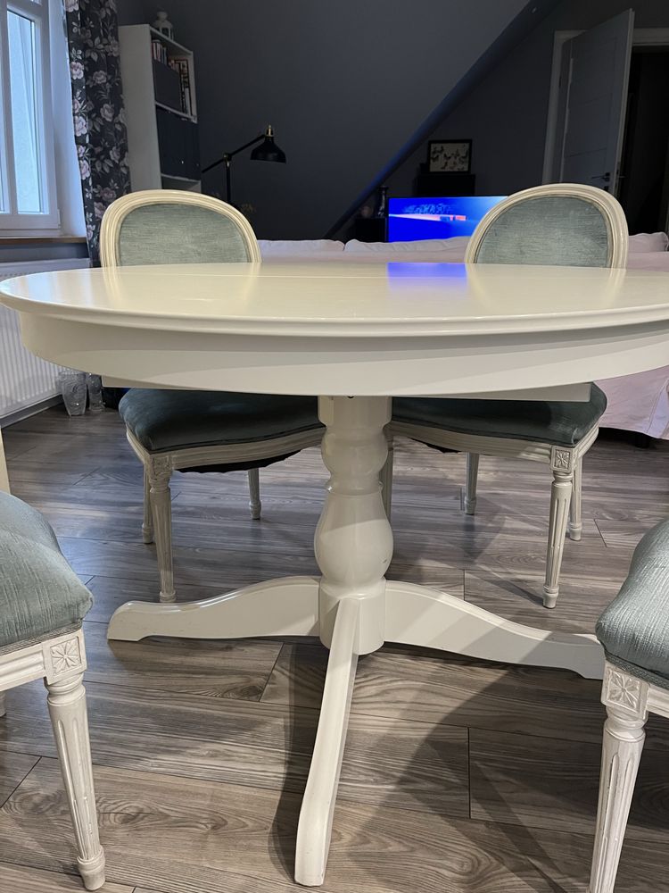 Stół okrągly Ingatorp Ikea biały 110/155cm