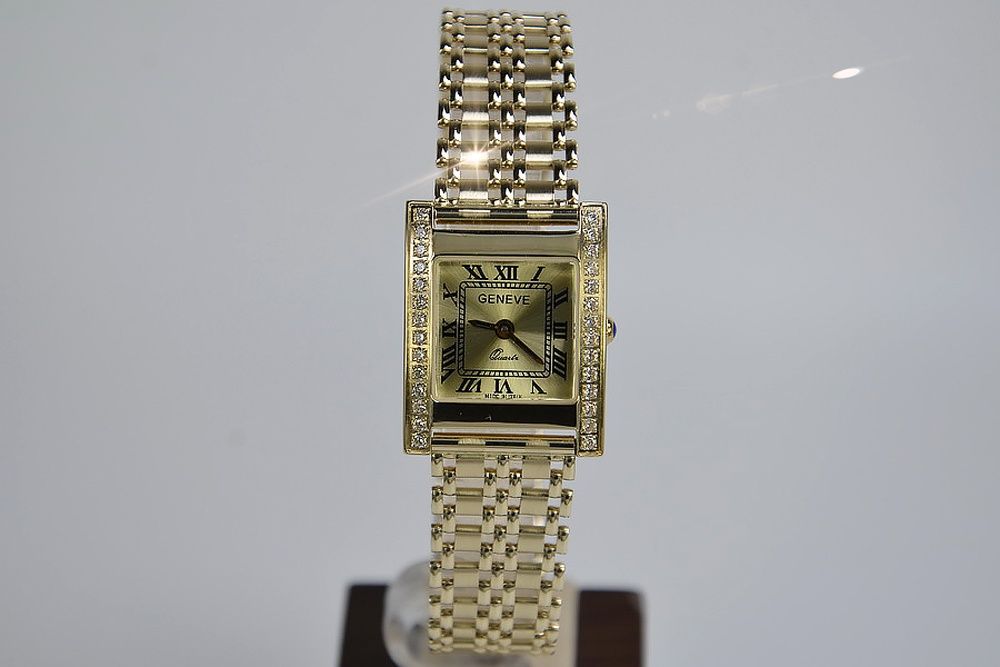Złoty zegarek z bransoletą damski 14k 585 Geneve lw035y&lwb001y W