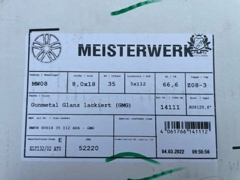 Felgi MEISTERWERK MW08 5x112 18x8j ET25/35 AUDI VW Seat Skoda Merc