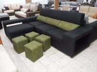 Sofa chaise reversivel + 4 puffs + BAÚ NOVO