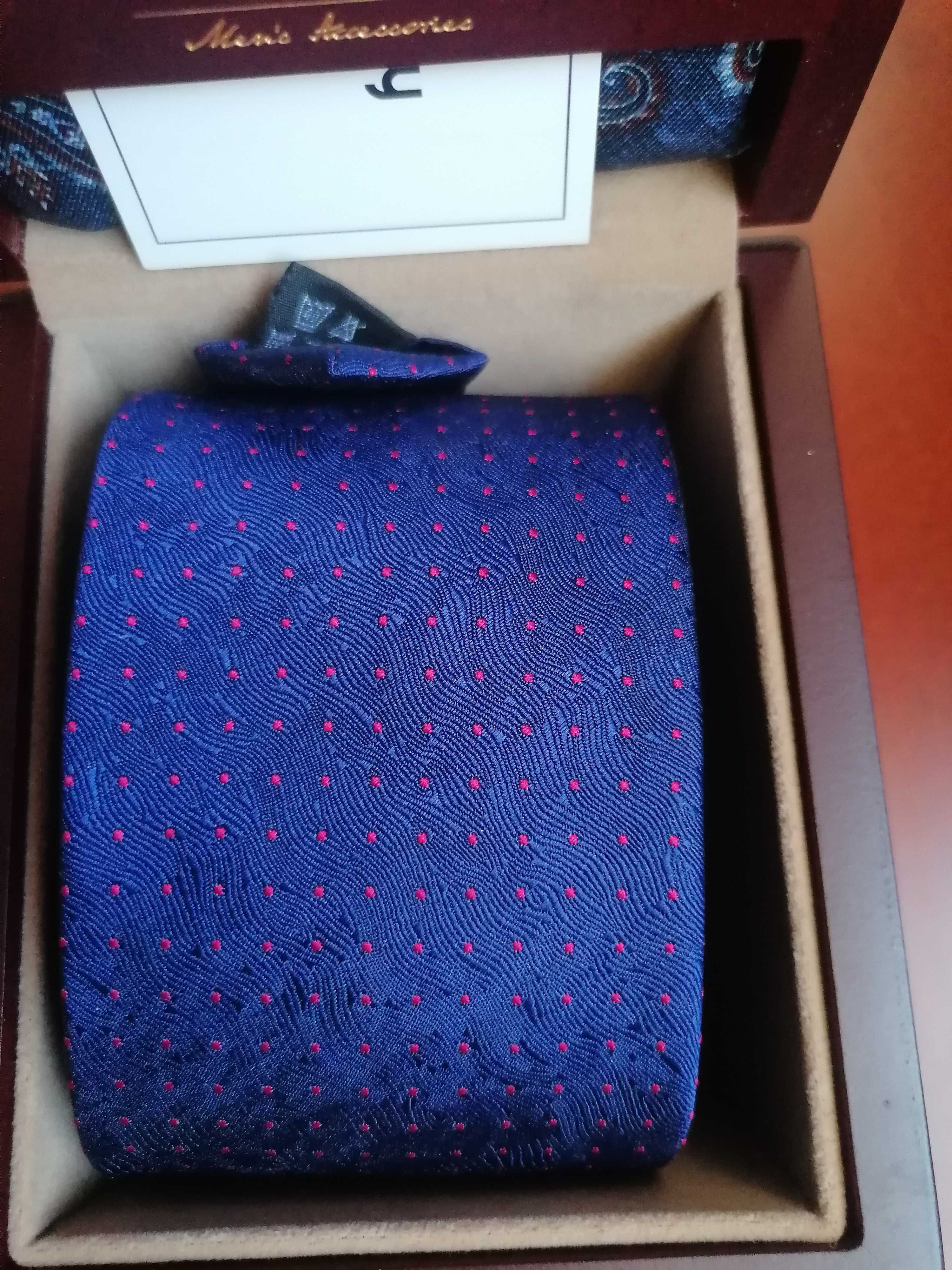 Krawat 100 % jedwab spinki nowe krawat z jedwabiu nowy