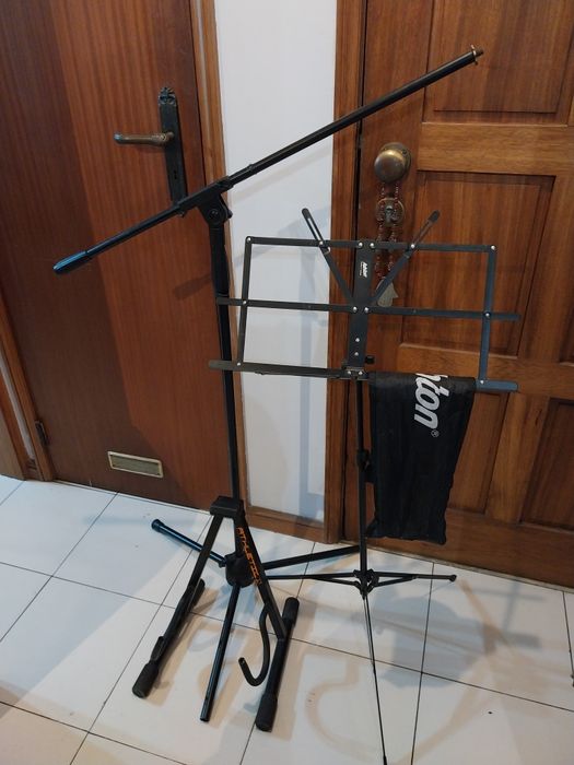 Kit Pedestal de Microfone, Estante de Partitura, Descanso de Guitarra