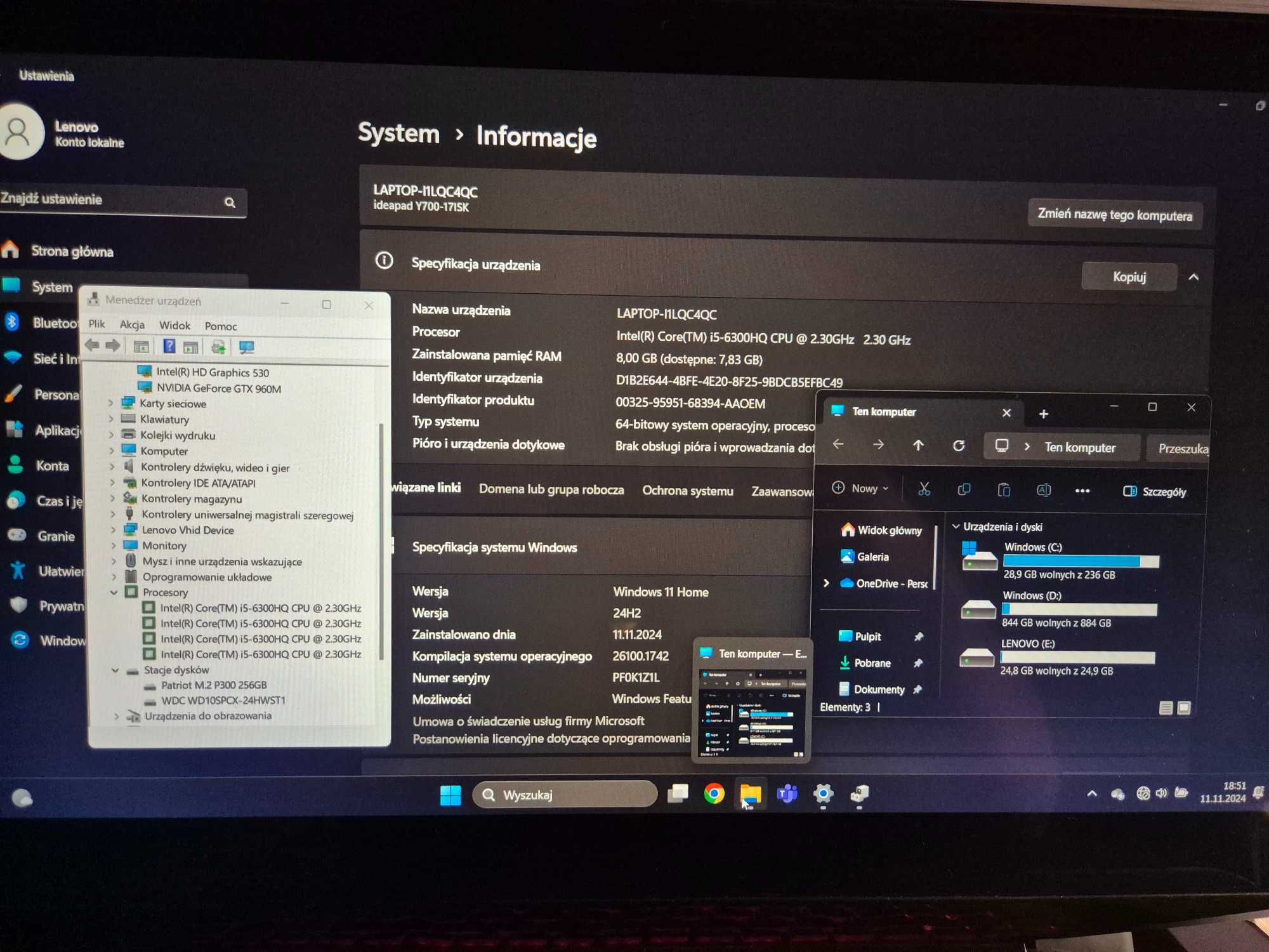 Ostatni duzy 17 calowy laptop Lenovo y700 gamingowy JBL SOUND ZAMIENIE