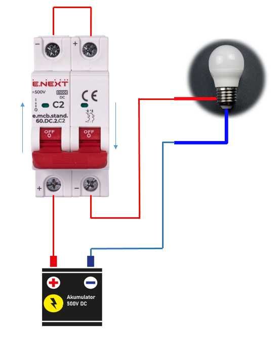 E.NEXT Wyłącznik nadprądowy bezpiecznik DC C32 32A 2p 500V DC 6 kA