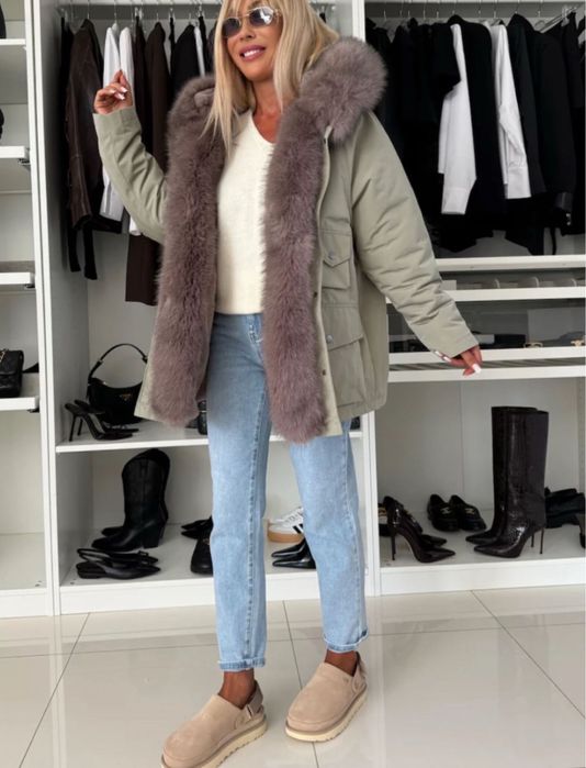 Kurtka Parka zimowa Chicaca triple pocket olive s