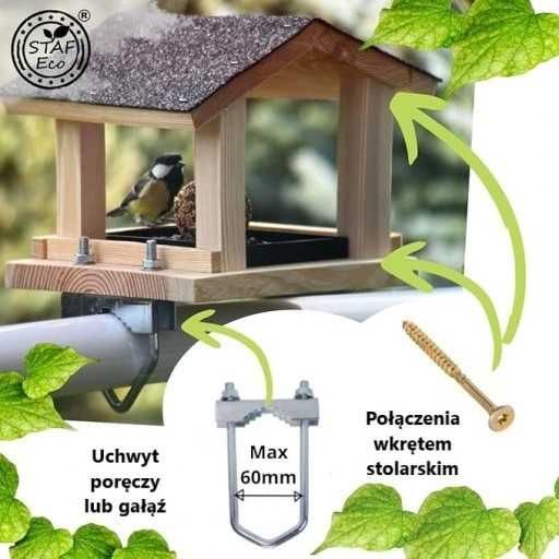 STAFECO Karmnik dla ptaków na balkon uchwyt 30-48 mm WYSUWANA SZUFLADA