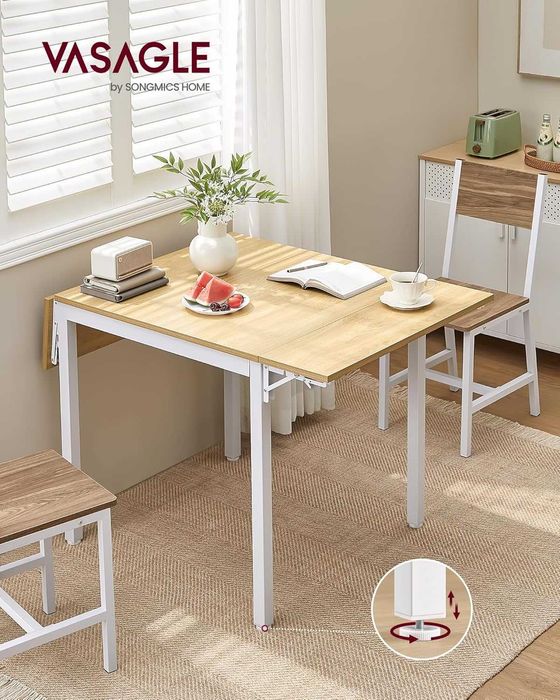 Stół do jadalni rozkładany ,dąb naturalny ,białe nogi