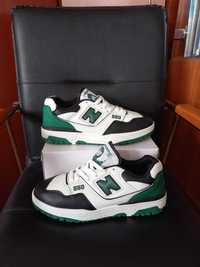 Кросівки чоловічі шкіряні біло-зелені-чорні new balance 550